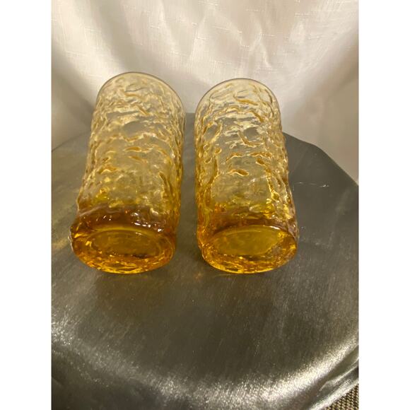 MCM TWO Anchor Hocking Lido Milano Amber Gold 12 oz 5.50 inch Drink Glasses VGUC - Picture 11 of 14